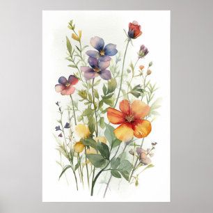 Watercolor wildflower Poster