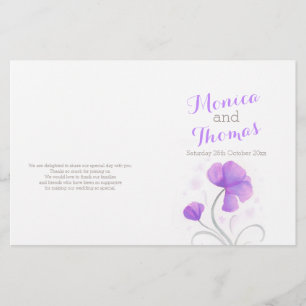 Watercolor wildflower purple grey wedding program