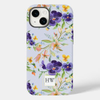 Watercolor Wildflower Purple Monogram