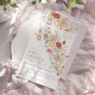 Watercolor Wildflower Purple Spring Baby Shower  Invitation