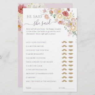 Watercolor Wildflower Purple Spring Bridal game