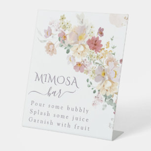 Watercolor Wildflower Purple Spring Bridal mimosa Pedestal Sign