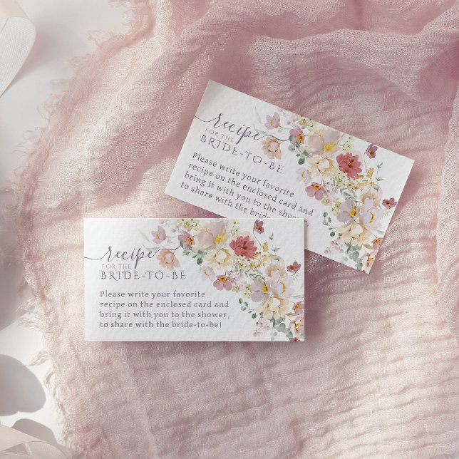 Watercolor Wildflower Purple Spring Bridal recipe Enclosure Card (Creator Uploaded)