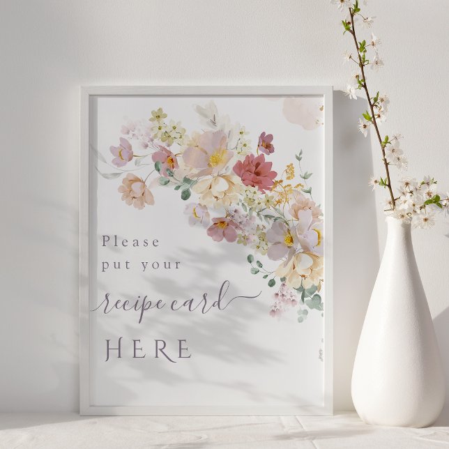 Watercolor Wildflower Purple Spring Bridal  recipe Poster (Creator Uploaded)