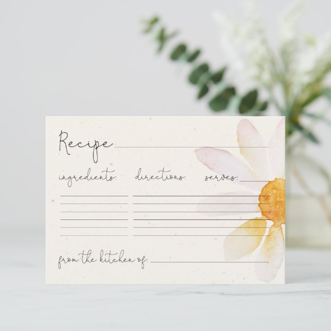 Watercolor wildflower recipe card (Standing Front)