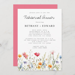 Watercolor Wildflower Rehearsal Dinner Invitation