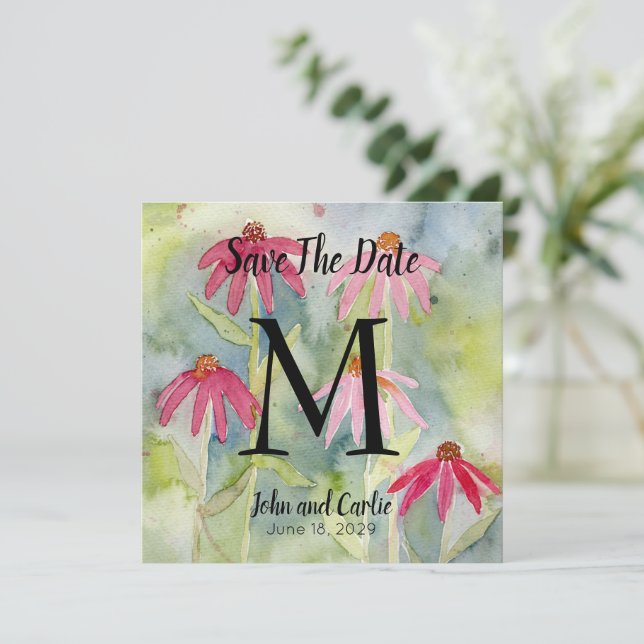 Watercolor Wildflower Save the Dates (Standing Front)