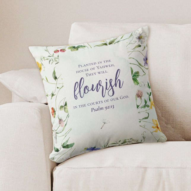Watercolor Wildflower Scripture Cushion (Creator Uploaded)
