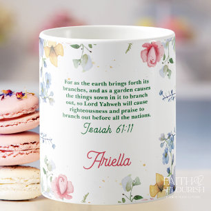 Watercolor Wildflower Scripture Personalised Coffee Mug