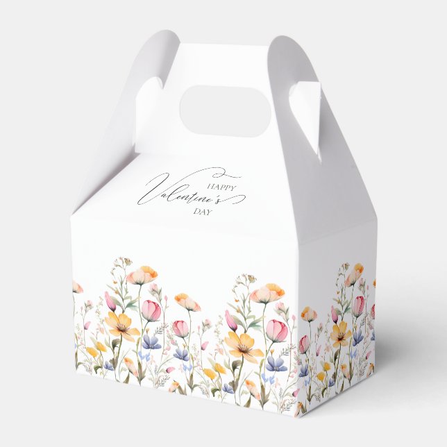 Watercolor Wildflower Spring Meadow Valentines Day Favour Box (Front Side)