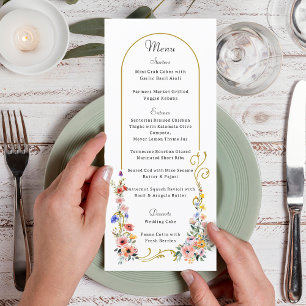Watercolor Wildflower Spring Summer Arch Wedding Menu