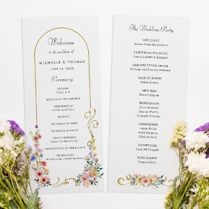 Watercolor Wildflower Spring Summer Arch Wedding Program