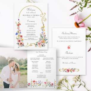 Watercolor Wildflower Spring Summer Arch Wedding Program