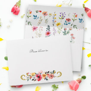 Watercolor Wildflower Spring Summer Wedding Envelope