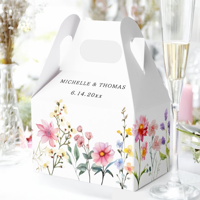 Watercolor Wildflower Spring Summer Wedding Favour Box (Creator Uploaded)