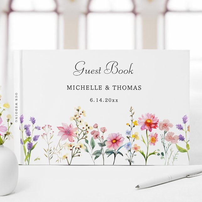 Watercolor Wildflower Spring Summer Wedding Guest Book (Creator Uploaded)