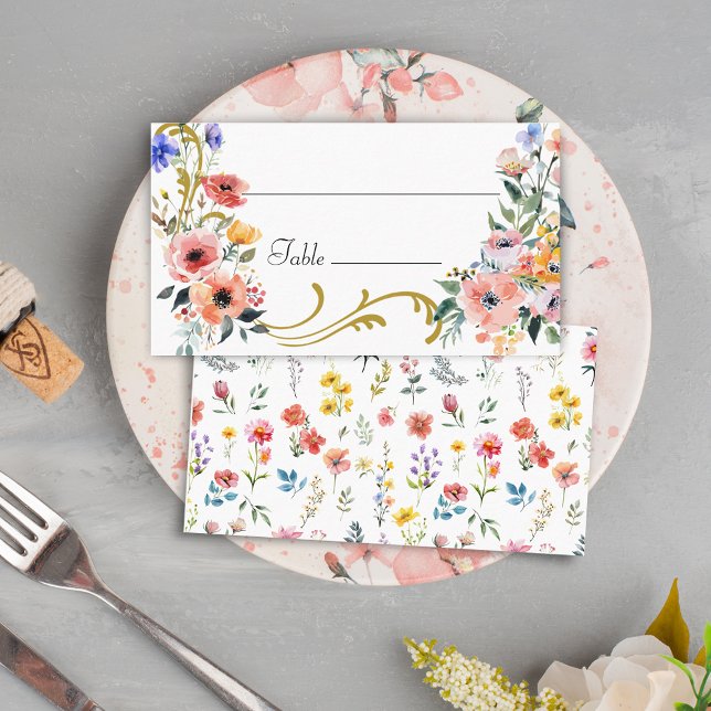 Watercolor Wildflower Spring Summer Wedding Place Card (Creator Uploaded)