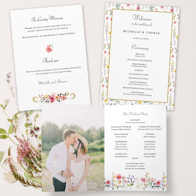 Watercolor Wildflower Spring Summer Wedding Program (Creator Uploaded)