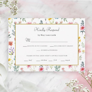 Watercolor Wildflower Spring Summer Wedding RSVP Card