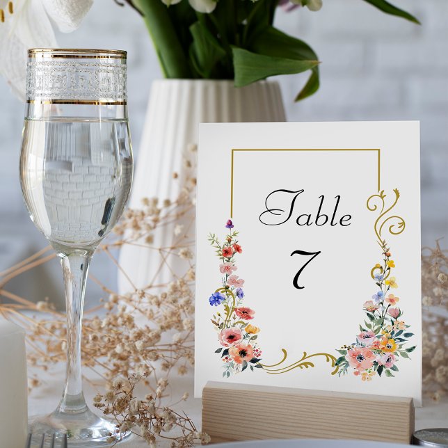 Watercolor Wildflower Spring Summer Wedding Table Number (Creator Uploaded)