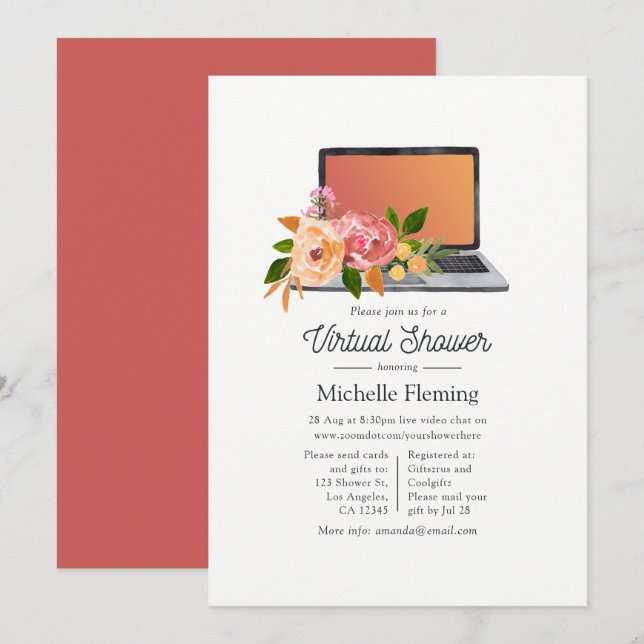 Watercolor Wildflower Spring Virtual Baby Shower Invitation (Front/Back)