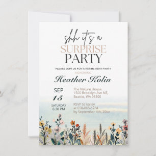 Watercolor Wildflower Surprise Retirement Party  Invitation