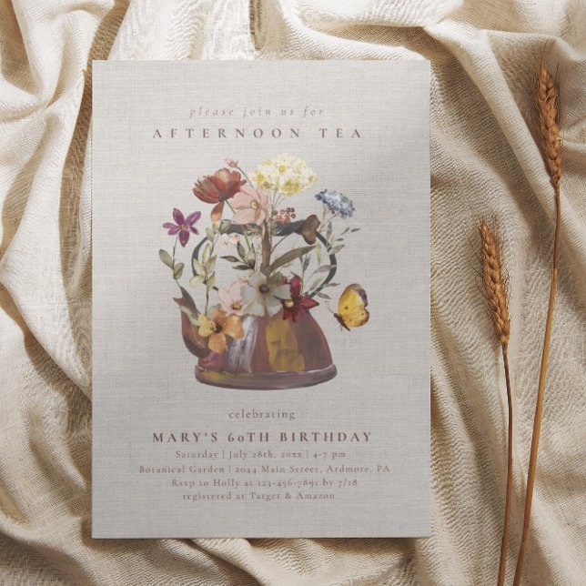 Watercolor Wildflower Tea Party Birthday  Invitation (Creator Uploaded)