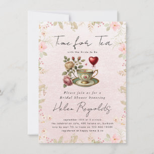 Watercolor Wildflower Tea Party Bridal Shower Announcement