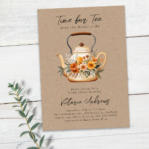 Watercolor Wildflower Tea Party Bridal Shower Invitation