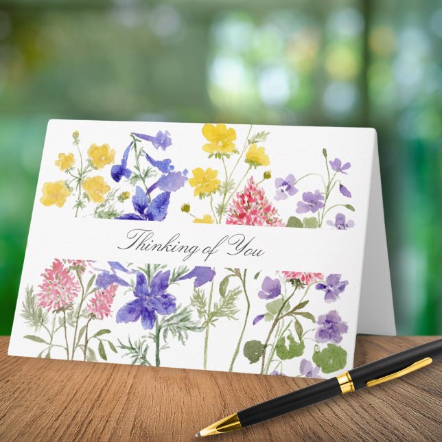 Watercolor Wildflower Thinking of You Note Card (Creator Uploaded)