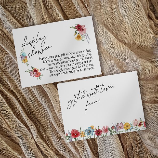 Watercolor Wildflower Typography Display Shower Enclosure Card (Creator Uploaded)