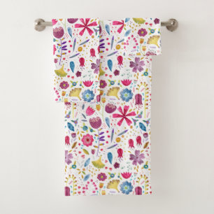 Watercolor Wildflower Unique Bath Towel Set