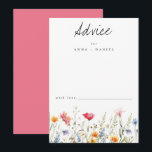 Watercolor Wildflower Wedding Advice Card<br><div class="desc">This design features a row of brightly coloured spring wildflowers. Perfect for whimsical spring weddings.</div>