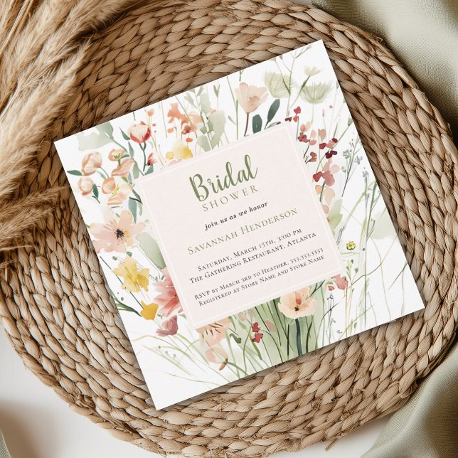 Watercolor Wildflower Wedding Bridal Shower Invitation (Creator Uploaded)