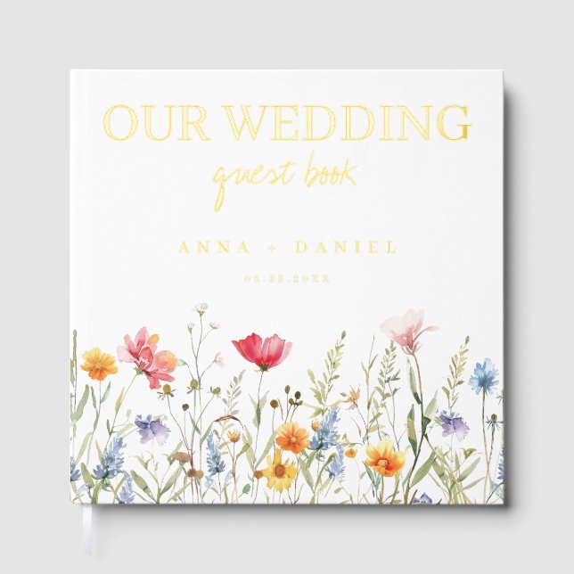 Watercolor Wildflower Wedding Guest Book (Front)