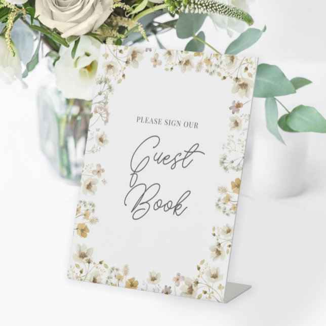 Watercolor Wildflower Wedding Guest Book Pedestal Sign (Creator Uploaded)