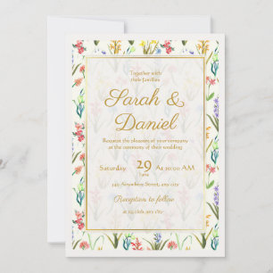Watercolor Wildflower Wedding Invitation Editable 