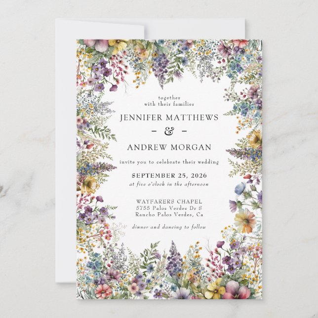 Watercolor Wildflower  Wedding Invitations (Front)