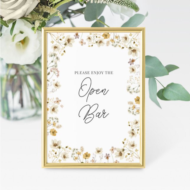 Watercolor Wildflower Wedding Open Bar Sign (Creator Uploaded)
