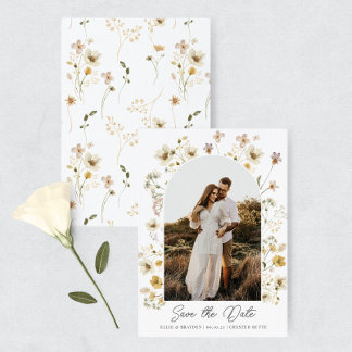 Watercolor Wildflower Wedding Photo Save The Date