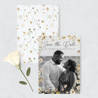 Watercolor Wildflower Wedding Photo Save The Date