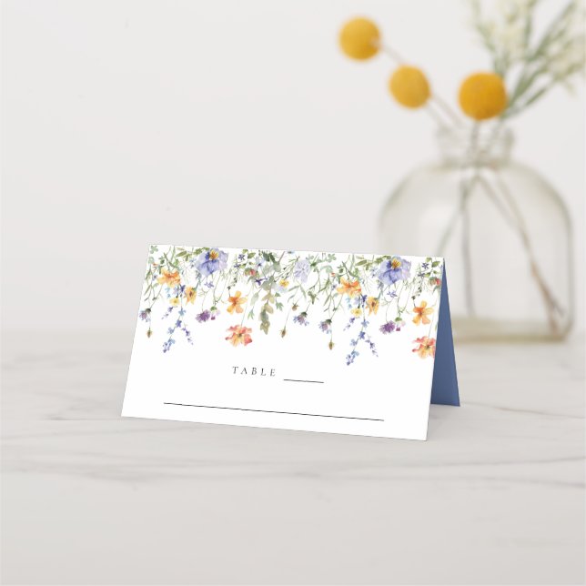 Watercolor Wildflower Wedding Place Card (Front)