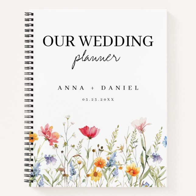 Watercolor Wildflower Wedding Planner Notebook (Front)