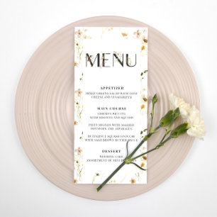 Watercolor Wildflower Wedding Reception Menu