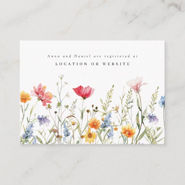 Watercolor Wildflower Wedding Registry Enclosure (Front)
