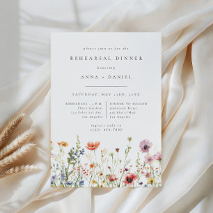 Watercolor Wildflower Wedding Rehearsal Dinner Invitation