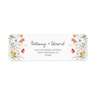 Watercolor Wildflower Wedding Return Address Label