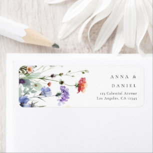 Watercolor Wildflower Wedding Return Address Label