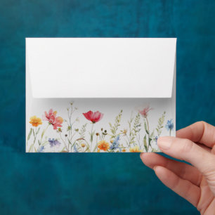 Watercolor Wildflower Wedding Self-Addressed RSVP Envelope