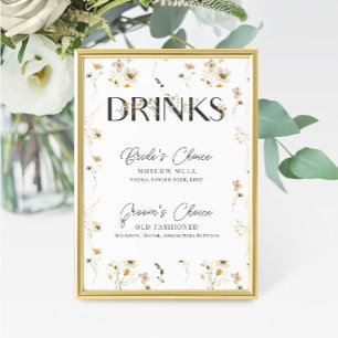 Watercolor Wildflower Wedding Signature Drink Sign